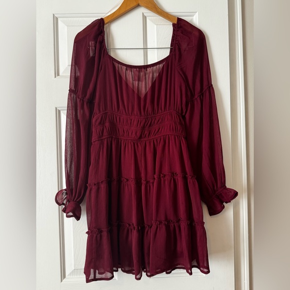 Altar’d State Women's Brick Red V-Neck Swing Dress - Size Medium 0558 - Picture 6 of 7